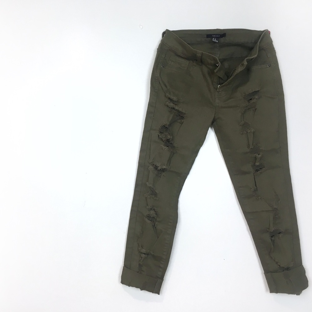 Olive Green Ripped jeans